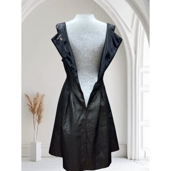 NEW Nine West Womens Plus Sz 18 Metallic Black Textured Sleeveless Party Dress - Picture 2 of 9